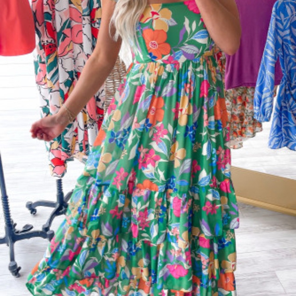 Floral Green Maxi Dress